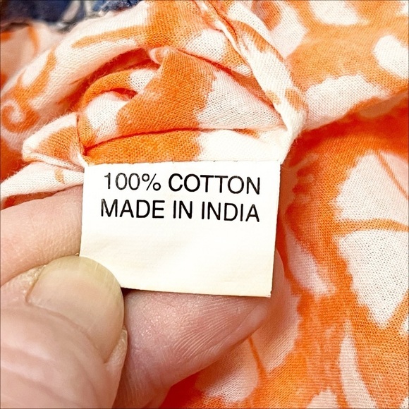 Roberta Roller Rabbit 100% Cotton Tunic Top XS orange floral swim cover up beach - Picture 8 of 13